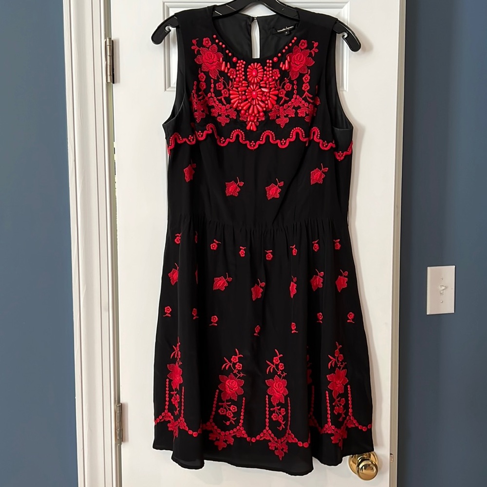 Nanette Lepore black and red embroidered and beaded dress
